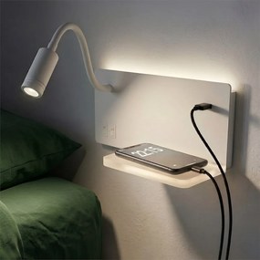 Nástenné LED svietidlo Shelf, 1x LED 4+5+2w, 4000k, w, vypínač