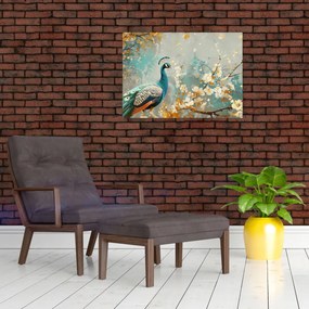 Obraz - Páv so zlatým dekorom (70x50 cm)