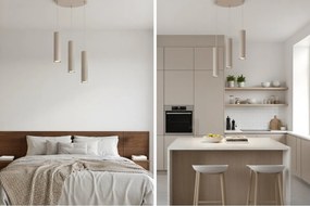 Závesné svietidlo Tuba, 3x béžové kovové tienidlo, o