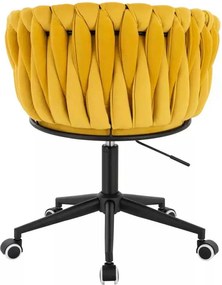LuxuryForm DESIGN Stolička NORDEN VELUR na čiernej podstave s kolieskami - žltá