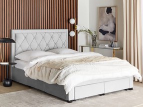 Zamatová posteľ s úložným priestorom 160 x 200 cm svetlosivá LIEVIN Beliani