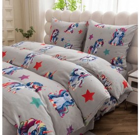 Obliečky mikroplyš CUTE UNICORN sivá Rozmer obliečky: 70 x 80 cm | 140 x 200 cm