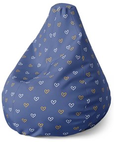 Sablio Sedací vak Pear Srdiečka na modrej - 70 x 95 x 15 cm