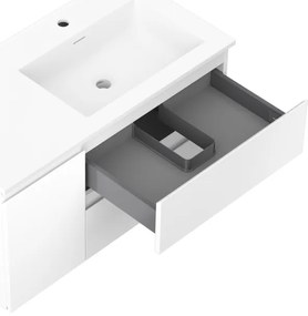 Mexen Orio, kúpeľňová skrinka 90 cm s pravým umývadlom Otis, 2S, 1D, biela matná, 91A13-09047-3-BBFFF01-W18P01