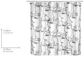 Čierno-biely sprchový záves Wenko Faces