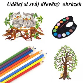 AMADEA Drevený obrázok na vymaľovanie kytice slnečníc 25 cm