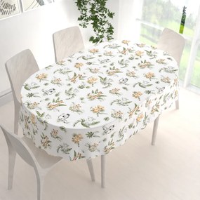 Biante Detský bavlnený oválny obrus Sandra SA-475 Zvieratká v Safari na bielom 50x100 cm