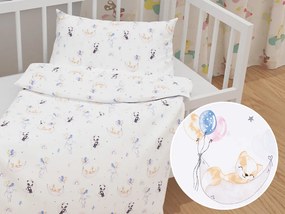 Biante Detské bavlnené posteľné obliečky do postieľky Sandra SA-374 Pandy líšky a zajačiky s balónikmi Do postieľky 90x140 a 40x60 cm