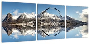 Obraz hôr a ich odrazu (s hodinami) (90x30 cm)