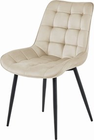 AKCIA Béžová zamatová stolička BERA s čiernymi nohami II. akosť