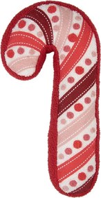 Červený dekoračný vankúš v tvare cukrovej palice - 15*40*4 cm