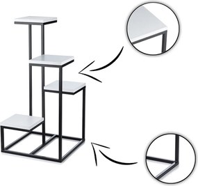 STOJAN NA KVETINÁČ KASKADA 79X40X40 CM ČIERNA/BIELA