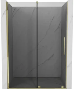 Mexen Velar, posuvné sprchové dvere do otvoru 130 cm, 8mm šedé sklo, zlatá lesklá, 871-130-000-41-50