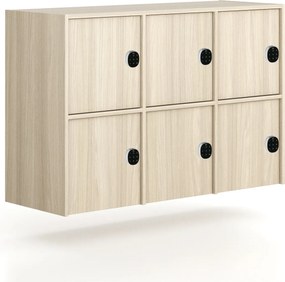 Nadstavba pre skrine FRAME, 6x dvere, 1299 x 450 x 854 mm, kódový zámok, dub prírodný