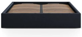 Tmavomodrá čalúnená dvojlôžková posteľ s úložným priestorom/bez čela s roštom 180x200 cm Susan – Micadoni