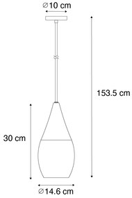 Moderné závesné svietidlo zlaté s jantárovým sklom - Drop