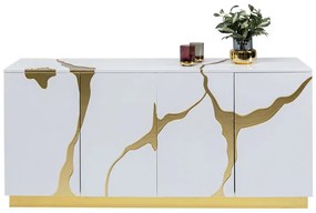 Cracked komoda biely/zlatý 165x80 cm