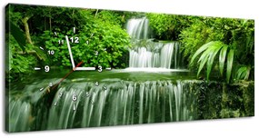 Gario Obraz s hodinami Vodopád v dažďovom pralese Rozmery: 100 x 40 cm