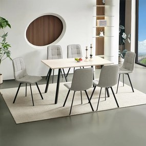 Jedálenský set 6x stolička + stôl Catini LANDON béžová/sivá