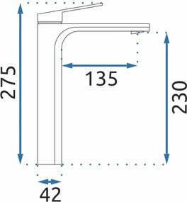 Rea Marco, vysoká umývadlová batéria h-275, grafitová, REA-B5062