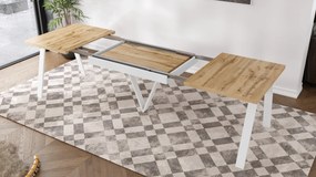 AVERY Dub Wotan / biela spodná časť - LOFTOVÝ / PRIEMYSELNÝ STÔL DO OBÝVAČKY/ JEDÁLNE ROZKLADACÍ DO 330 cm!