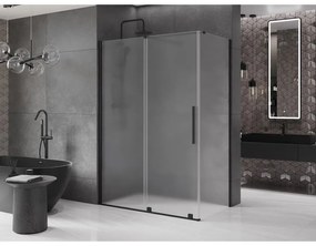Mexen Velar, sprchový kút s posuvnými dverami 130 x 75 cm, 8mm sklo námraza, čierna matná, 871-130-075-31-70