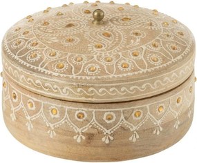 Škatuľka s vekom a korálkami z mangového dreva Beads – Ø 14,5*8 cm