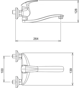 Novaservis Metalia 57, drezová umývadlová batéria 100 mm, chrómová, 57074,0