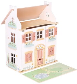 Drevený dom pre bábiky s nábytkom