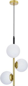 Závesná lampa 3 Duo gule čierna matná/zlatá