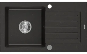 Mexen Pablo granitový jednokomorový drez s odkvapkávačom 752 x 436 mm, čierna/zlatá metalik - 6510751010-75