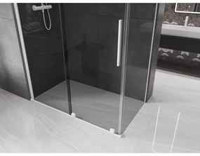 Mexen Velar, sprchový kút s posuvnými dverami 150 x 75 cm, 8mm šedé sklo, biela matná, 871-150-075-41-20