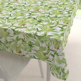 Biante Bavlnený obdĺžnikový obrus Sandra SA-297 Zelené izbové rastliny na bielom 140x220 cm