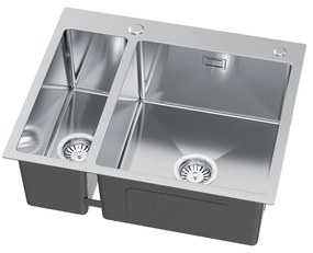 Erga HD, 1,5-komorový oceľový drez 610x510x210 mm s dávkovačom saponátu, oceľová, ERG-MLS-HD6151