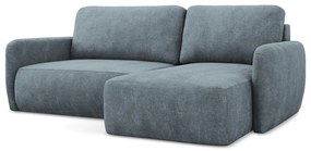 Sivomodrá ženilková rozkladacia/s úložným priestorom rohová pohovka (pravý roh/s leňoškou) Lilo – Makamii