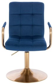 LuxuryForm DESIGN Stolička VERONA GOLD VELUR na zlatom tanieri - modrá