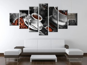 Gario Obraz s hodinami Káva arabica - 7 dielny Rozmery: 210 x 100 cm