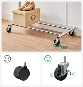 Vešiakový stojan TAHIR na kolieskach strieborný