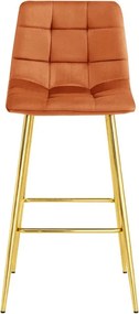 Barová stolička ARCETO zamatová, medená / zlatá