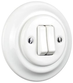 Elhard Okrúhly keramický vypínač s kolískou č.5, biely - kompletný KV5005W