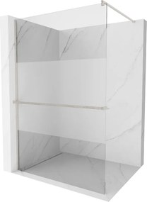 Mexen Kioto+, sprchová zástena Walk-In s poličkou a vešiakom 80 x 200 cm, 8mm číre sklo-námraza, brúsená oceľ profil, 800-080-121-97-35