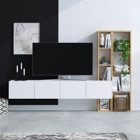 TV stolík/skrinka Panda 1 (Biela + Dub). Akcia -22%. Vlastná spoľahlivá doprava až k Vám domov. 1073376