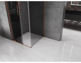 Mexen Velar L, sprchový kút s posuvnými dverami 90 x 90 cm, 8mm šedé sklo, ružové zlato, 871-090-090-43-60
