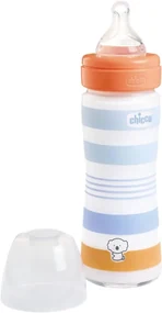 Fľaša dojčenská sklo Well-being silikón 240 ml chlapec