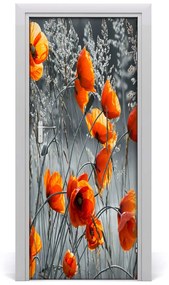 Samolepiace fototapety na dvere pole mak 75x205 cm