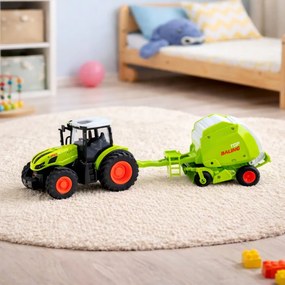 LEAN Toys Poľnohospodársky traktor s diaľkovým ovládaním RC s lisom na balíky 1:24