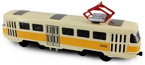 RAPPA Kovová česká retro električka Tatra T3 s otváracími strednými dverami - 16 cm - žltá