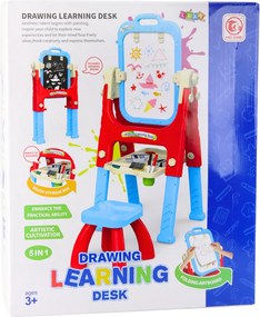 LEAN Toys Vzdelávacia tabuľa 5v1 so stoličkou a multifunkčným príslušenstvom, modrá