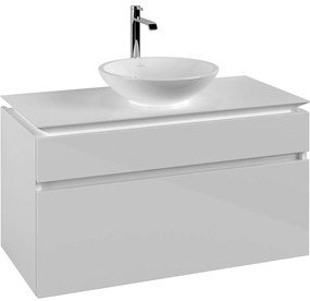 VILLEROY &amp; BOCH Legato závesná skrinka pod umývadlo na dosku (umývadlo v strede), 2 zásuvky, 1000 x 500 x 550 mm, Glossy White, B57200DH