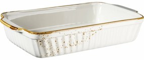 Mäser Zapekací mísa Pintar White hnedé bodky 36,4x 22,3 cm, L
